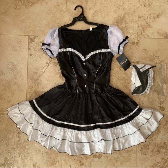 DREAMGIRL FLIRT BLACK APRON MAID DRESS COSTUME SET - Picture 2 of 8